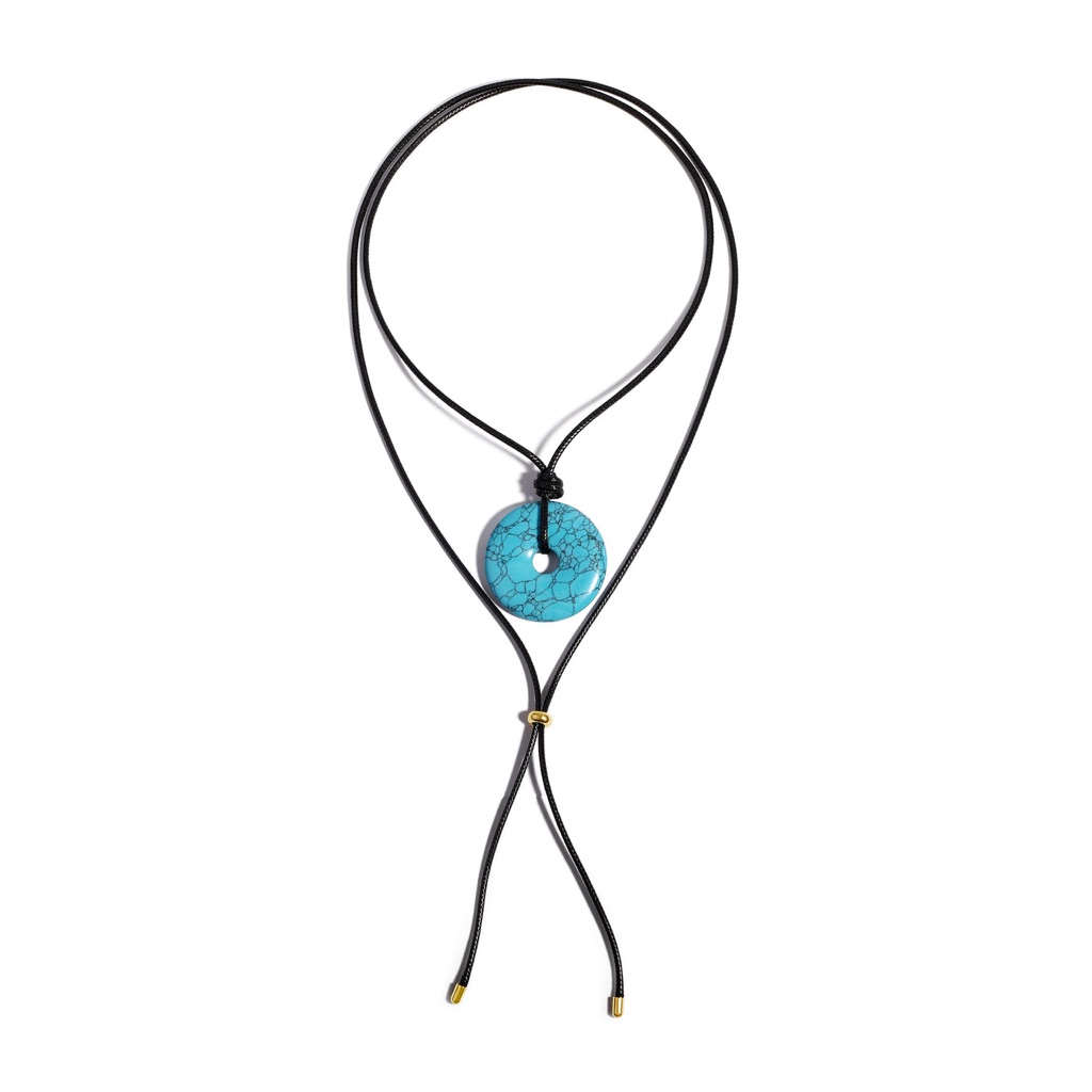 New Mayamar Genuine Turquoise Pendant Rope Necklace